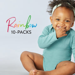 20-Pack Organic Cotton Long Sleeve Bodysuit & Knit Tri-fold Burp Cloth Bundle