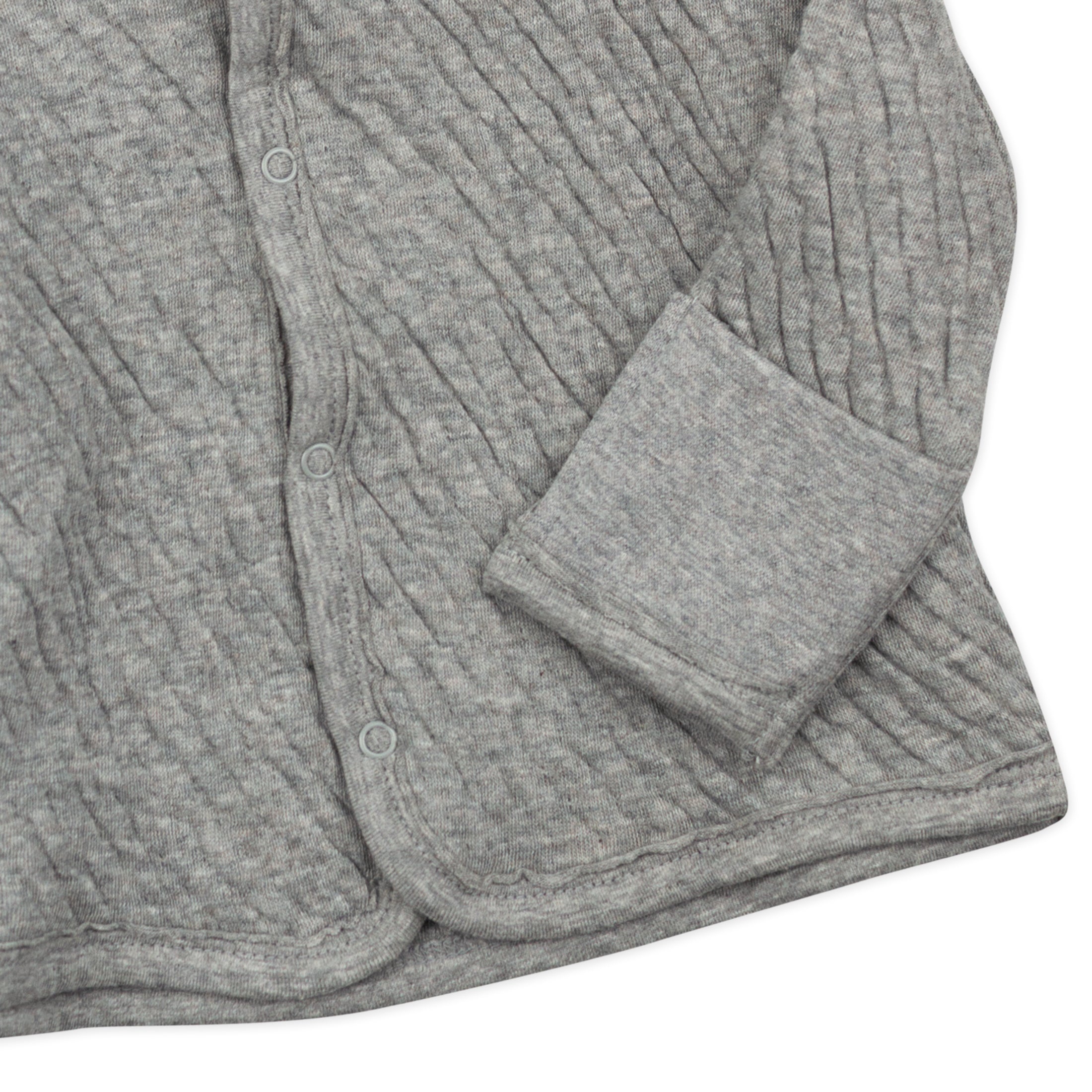 Organic Cotton Matelassé Snap-Front Hooded Jacket