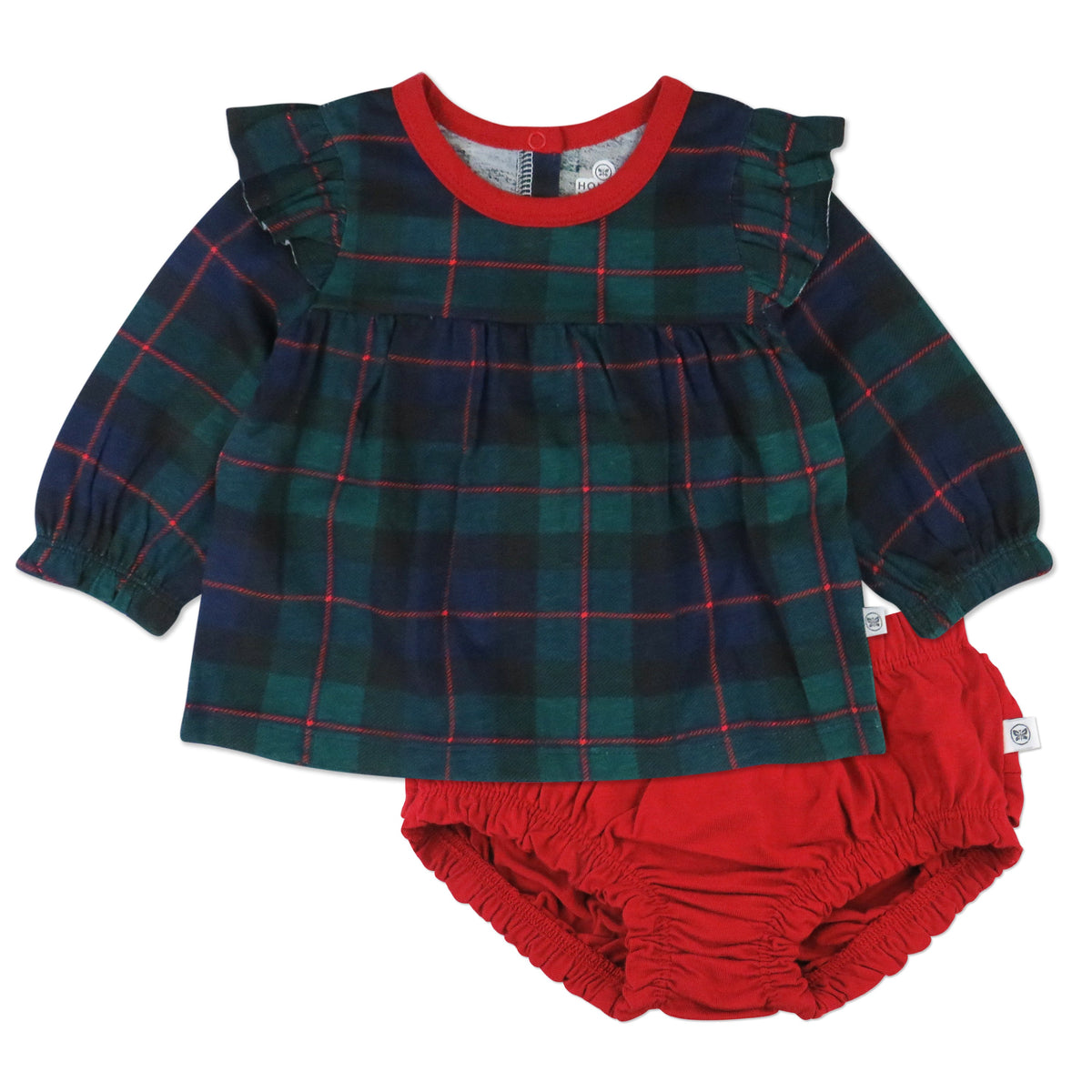Long Sleeve Ruffle Shoulder Top with Bloomer Set