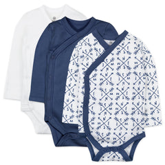 3-Pack Organic Cotton Long Sleeve Side-Snap Bodysuits