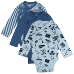 3-Pack Organic Cotton Long Sleeve Side-Snap Bodysuits