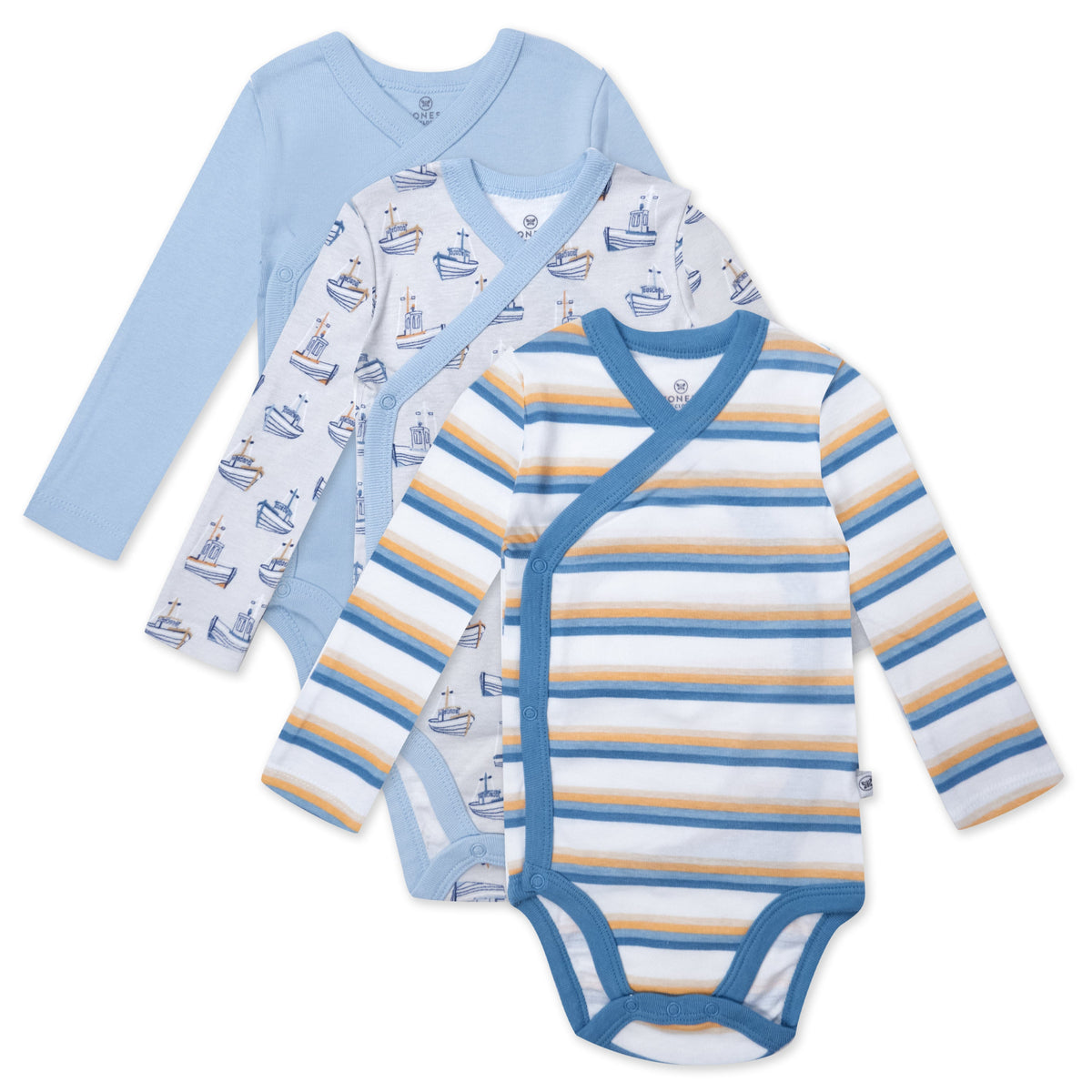 3-Pack Organic Cotton Long Sleeve Side-Snap Bodysuits
