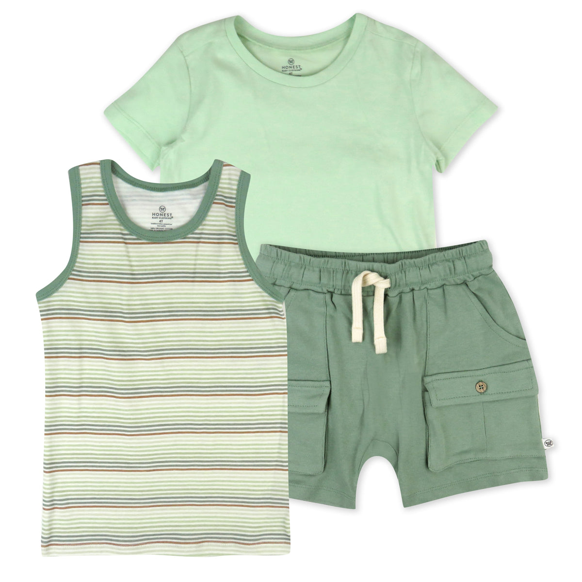 Toddler 3-Piece Short Sleeve T-Shirt, Muscle and Short Set
