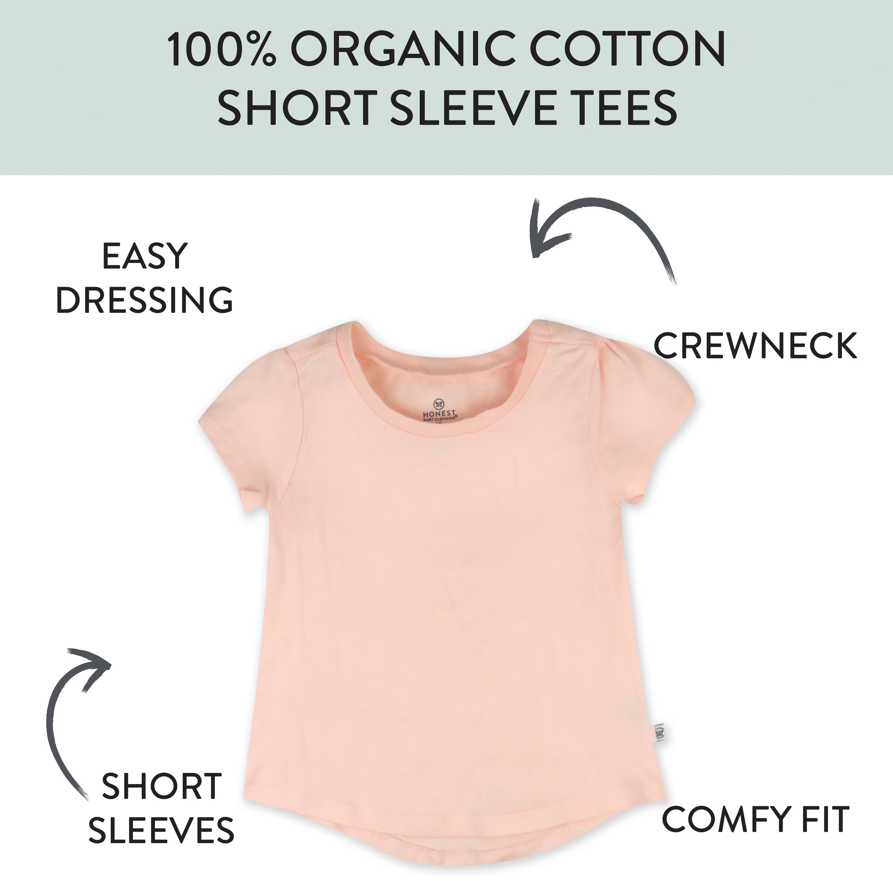 5-Pack Organic Cotton Girls' Short Sleeve T-Shirts